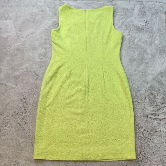 Ivanka Trump Size 10 Ruched Sleeveless Yellow Textured Side Zipper Pleated Accen - Picture 10 of 11